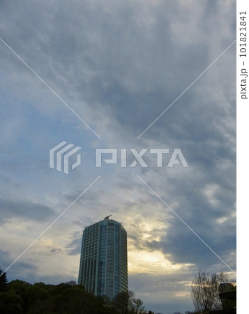 夕暮れ時の空と高層ビル 101821841