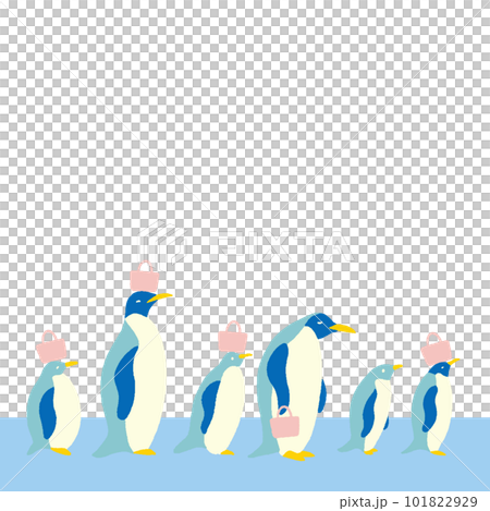 Penguin parent and child shopping cool summer background material Penguin parent and child shopping cool summer background material 101822929