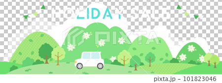 Car and mountain landscape SALE banner 1:3 Car and mountain landscape SALE banner 1:3 101823046