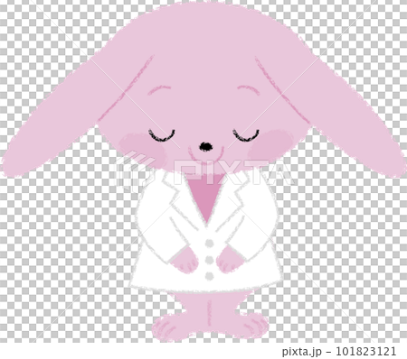 兔子穿白大褂鞠躬的插畫 101823121