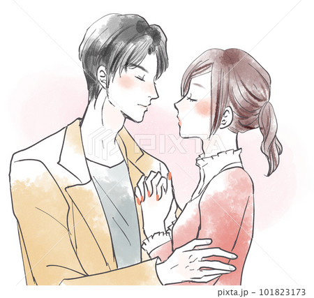 キスをしようとする男女カップル 101823173