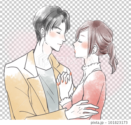 キスをしようとする男女カップル 101823173