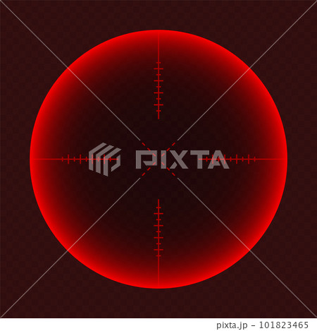 Various weapon thermal infrared sight, sniper rifle optical scope. Hunting gun viewfinder with crosshair. Aim, shooting mark symbol. Military target sign. Game UI element. Vector illustration Various weapon thermal infrared sight, sniper rifle optical scope. Hunting gun viewfinder with crosshair. Aim, shooting mark symbol. Military target sign. Game UI element. Vector illustration 101823465