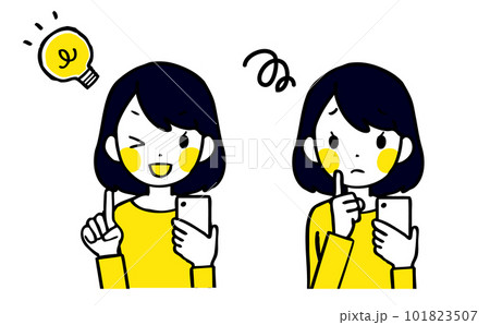 スマートフォンを使う若い女性のイラストセット 101823507
