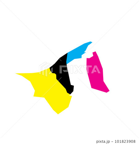 Brunei political map of administrative divisions - districts. Blank vector map in CMYK colors. 101823908