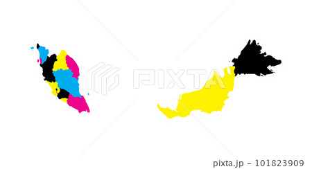 Malaysia political map of administrative divisions - states and federal territories. Blank vector map in CMYK colors. Malaysia political map of administrative divisions - states and federal territories. Blank vector map in CMYK colors. 101823909