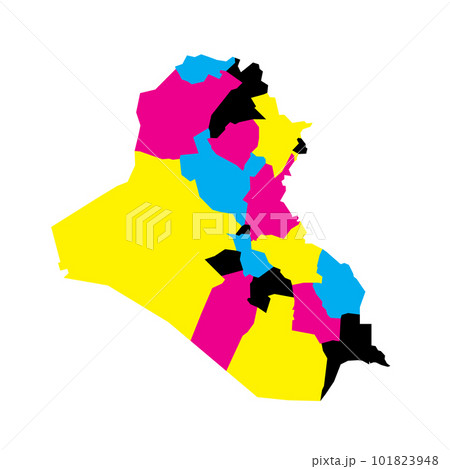 Iraq political map of administrative divisions - governorates and Kurdistan Region. Blank vector map in CMYK colors. 101823948