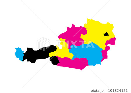 Austria political map of administrative divisions - federal states. Blank vector map in CMYK colors. 101824121