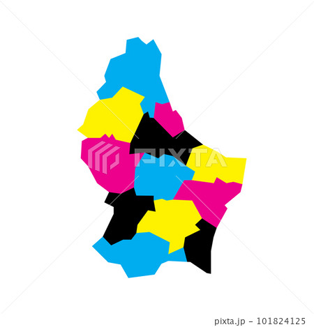 Luxembourg political map of administrative divisions - cantons. Blank vector map in CMYK colors. Luxembourg political map of administrative divisions - cantons. Blank vector map in CMYK colors. 101824125