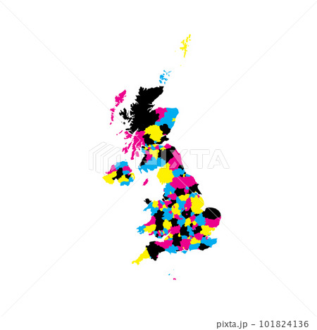 United Kingdom of Great Britain and Northern Ireland political map of administrative divisions - counties, unitary authorities and Greater London in England, districts of Northern Ireland, council 101824136