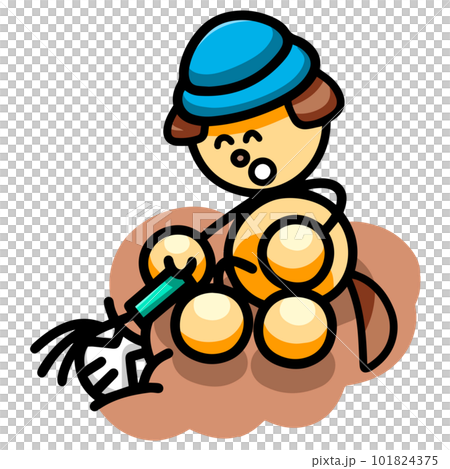 Illustration of a dog digging clams (horizontal reversed version) dog 101824375