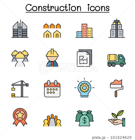 Construction color line icon set 101824620