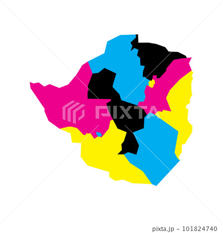 Zimbabwe political map of administrative divisions - provinces. Blank vector map in CMYK colors. 101824740