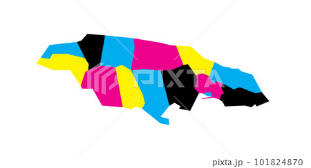 Jamaica political map of administrative divisions - parishes. Blank vector map in CMYK colors. 101824870