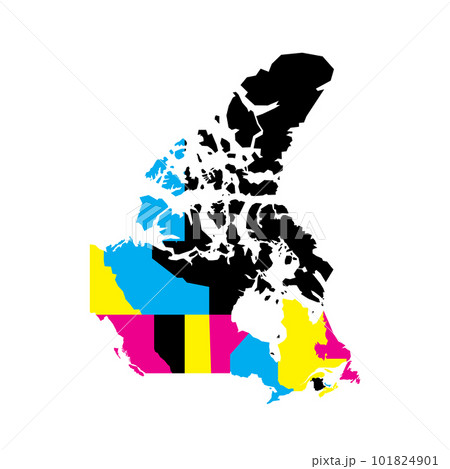 Canada political map of administrative divisions - provinces and territories. Blank vector map in CMYK colors. 101824901