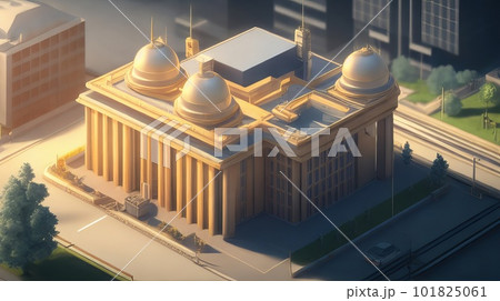 A large building with two domes on top of it, art station 3d. Generative AI. 101825061