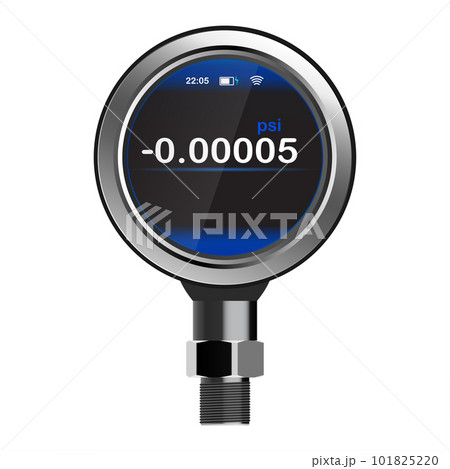 Digital pressure gauge. High measurement accuracy.Realistic image of a pressure gauge on a white background. Vector illustration Digital pressure gauge. High measurement accuracy.Realistic image of a pressure gauge on a white background. Vector illustration 101825220