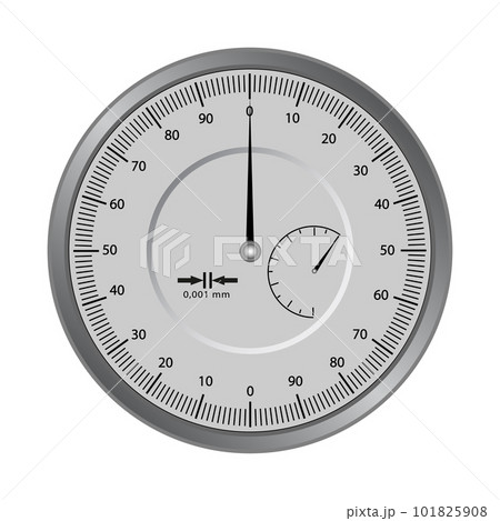 Instrument for various measurements of high precision dial typ.Measuring scale. Clock face on a white background. Vector 101825908