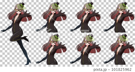 Standing picture of a female phantom thief wearing a mask, facial expression set Standing picture of a female phantom thief wearing a mask, facial expression set 101825962