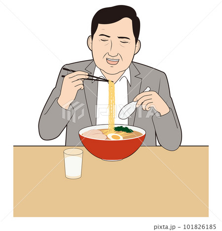 ラーメンを食べる男性サラリーマン 101826185