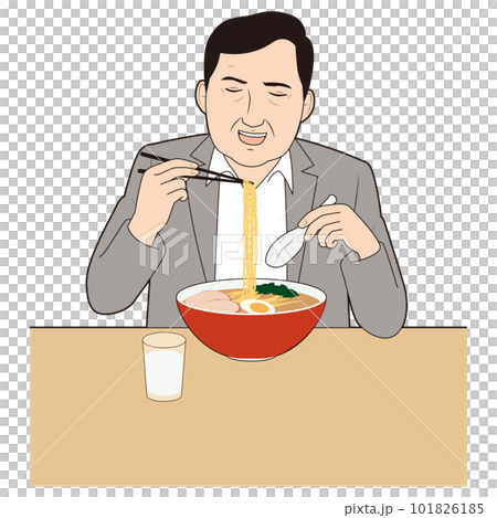 ラーメンを食べる男性サラリーマン 101826185