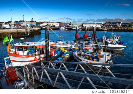Harbor And Fishing Boats Of Finistere City Guilvinec At The Coast Of Atlantic In Brittany, France Harbor And Fishing Boats Of Finistere City Guilvinec At The Coast Of Atlantic In Brittany, France 101826214