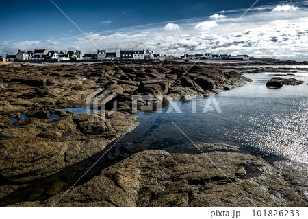 City Of Guilvinec And Stone Beach At The Finistere Atlantic Coast In Brittany, France 101826233