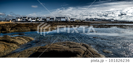 City Of Guilvinec And Stone Beach At The Finistere Atlantic Coast In Brittany, France City Of Guilvinec And Stone Beach At The Finistere Atlantic Coast In Brittany, France 101826236