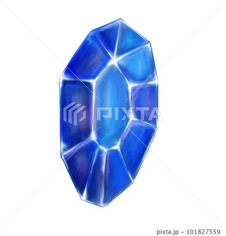 Bright Sparkly Gemstone or Crystal Art isolated on white. Celestial and magic, boho 2d illustration. Shiny mystical diamond. 101827559