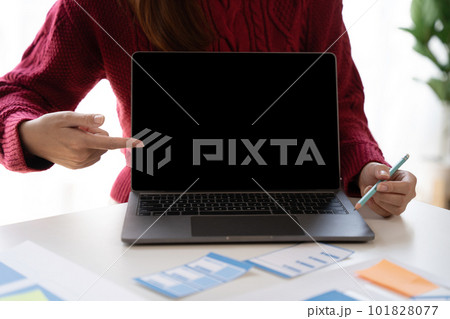 Creative team web designer planning application development for web mobile phone at modern workplace. 101828077