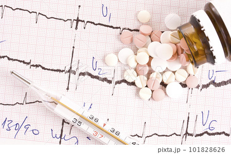pills on the cardiogram pills on the cardiogram 101828626