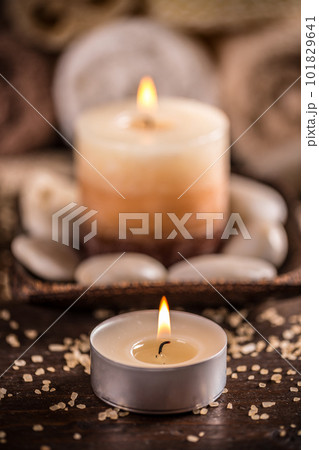 Close up of burning candle 101829641
