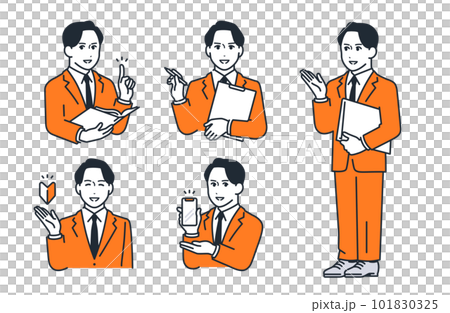Young businessman's simple facial expression illustration set material Young businessman's simple facial expression illustration set material 101830325