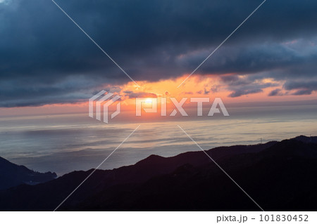 伊豆山稜線歩道宇久須峠の夕日 101830452