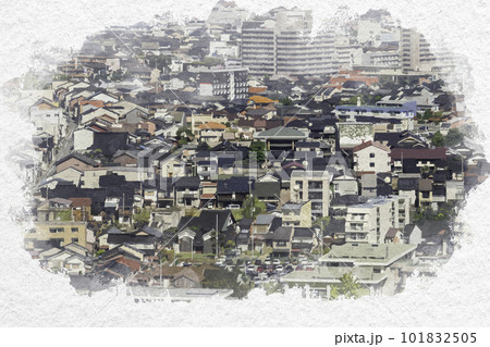 水彩画風 米子市街地 寺町周辺 鳥取県米子市 水彩画風 米子市街地 寺町周辺 鳥取県米子市 101832505