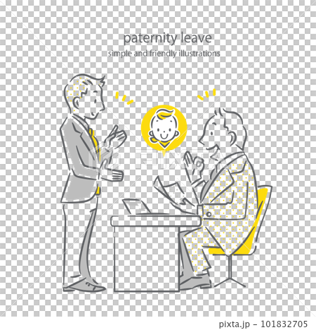 育児休暇を申請する男性社員と快く承認する上司 シンプルでお洒落な線画イラスト 育児休暇を申請する男性社員と快く承認する上司 シンプルでお洒落な線画イラスト 101832705
