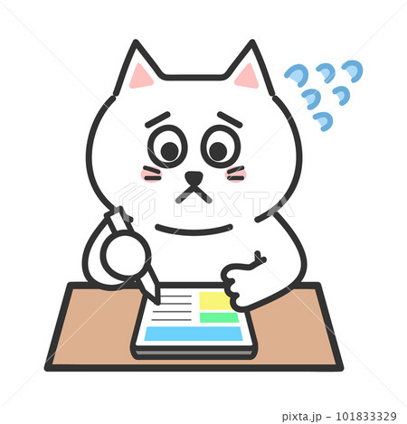 勉強をしながら焦るネコ タブレット イラスト 勉強をしながら焦るネコ タブレット イラスト 101833329