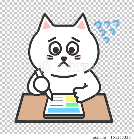 勉強をしながら焦るネコ タブレット イラスト 勉強をしながら焦るネコ タブレット イラスト 101833329
