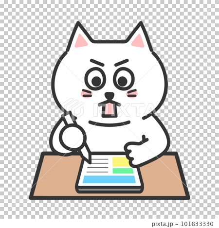 Illustration of a cat tablet that gets angry while studying Illustration of a cat tablet that gets angry while studying 101833330