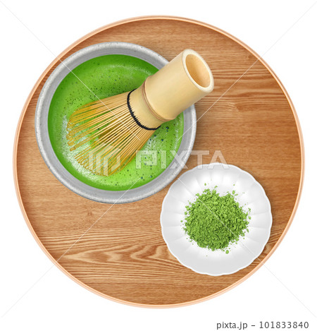 抹茶と茶筅のイラスト リアル 101833840