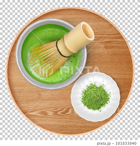 抹茶と茶筅のイラスト リアル 101833840