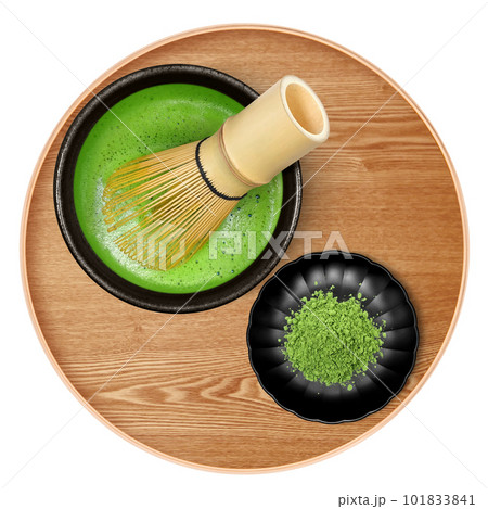 抹茶と茶筅のイラスト リアル 101833841