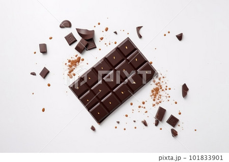 Generative ai. Bar of dark chocolate broken into pieces 101833901