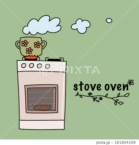 stove oven for cooking food with a saucepan  101834109