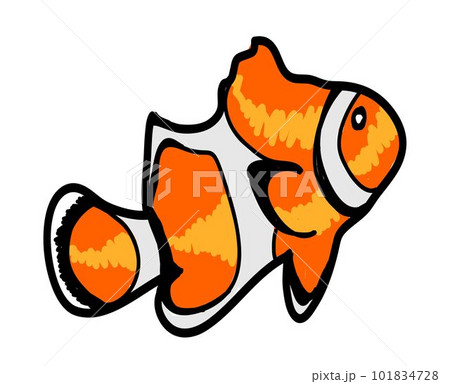 Doodle Cartoon of Clownfish on Round Background Doodle Cartoon of Clownfish on Round Background 101834728
