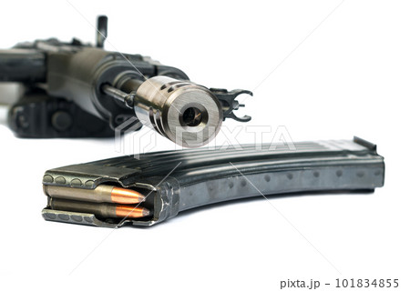 Assault rifle with flame arrester, bullet shells magazine 101834855