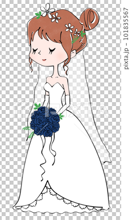 ウェディングドレスを着た花嫁のイラスト ウェディングドレスを着た花嫁のイラスト 101835567
