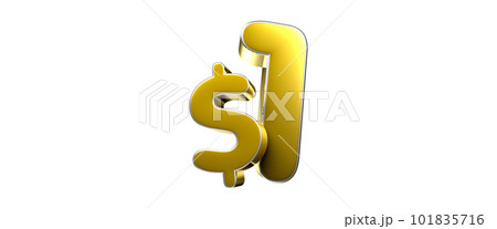 1 dollar figure gold 3D. 101835716