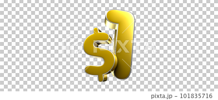 1 dollar figure gold 3D. 101835716