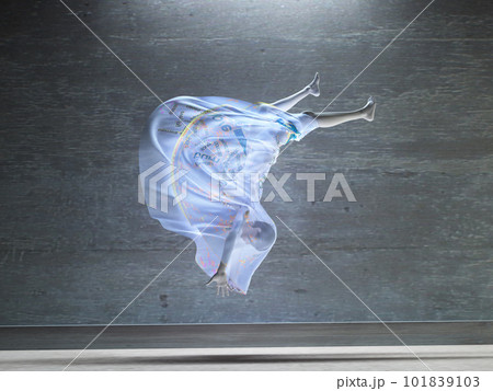 Action girl with transparent cloth 101839103